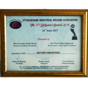 A modern crystal or acrylic award trophy Satydev Industries