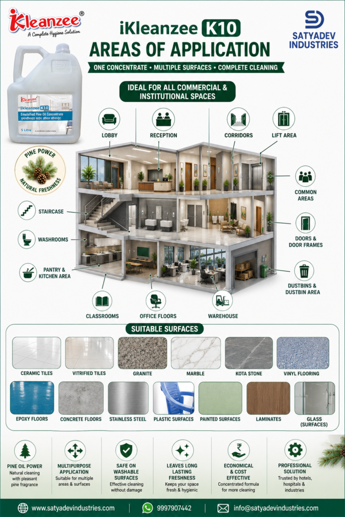 K10 Professional Emulsified Pine Oil Concentrate- Areas of Application