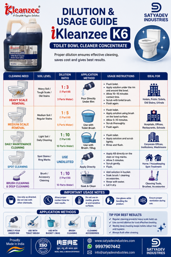 K6 toilet cleaner concentrate - Dilution Guide Usage Guide