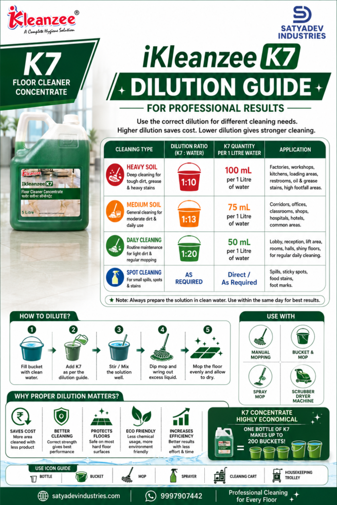 K7 floor cleaner concentrate -Dilution Guide
