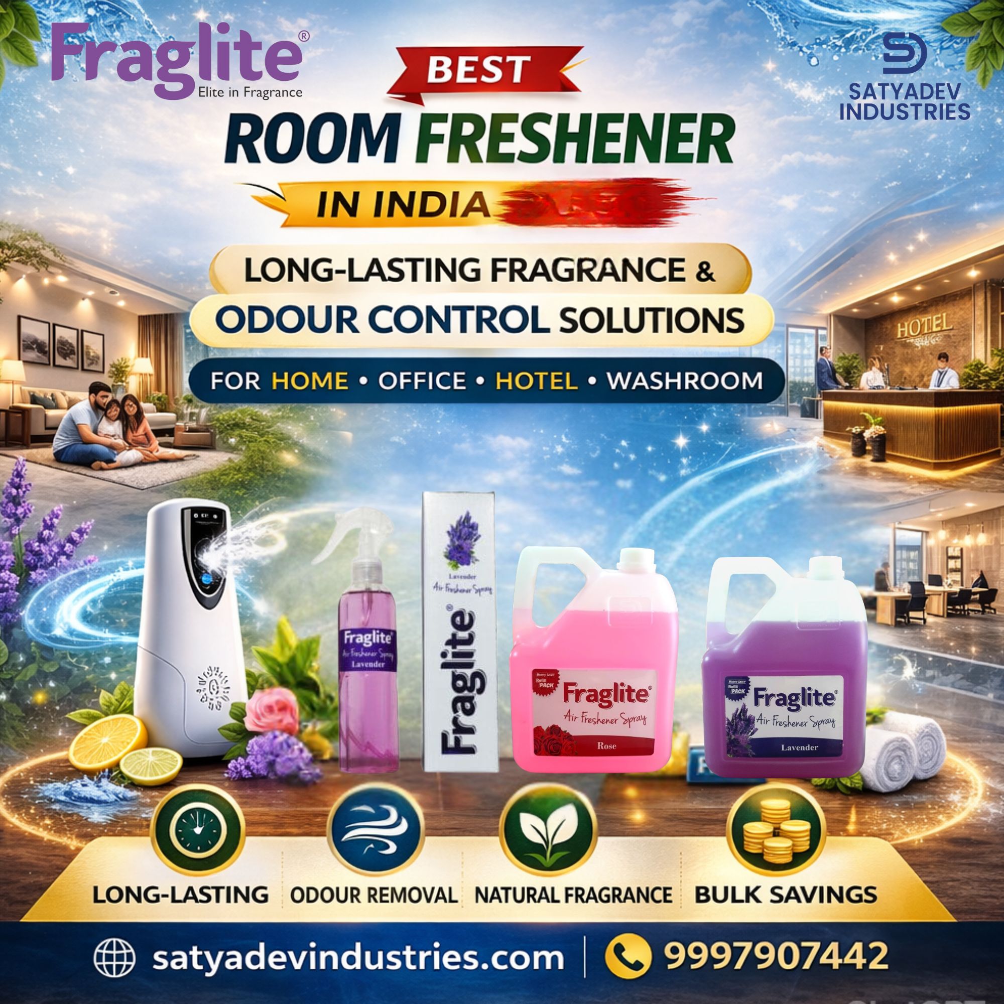Best room freshener in India 2026 long lasting fragrance for home office and hotels Fraglite