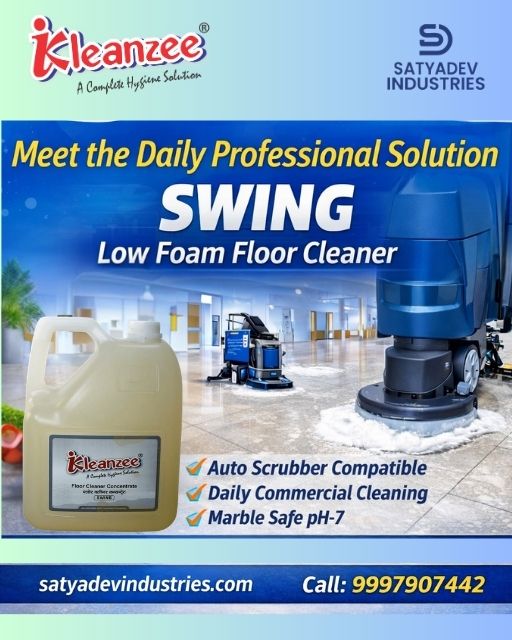 SWING low foam floor cleaner for daily commercial cleaning in auto scrubber machines.