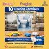 Top 10 cleaning chemicals you need in every room degreaser, all purpose cleaner, dishwash liquid, toilet cleaner, limescale remover and mold cleaner for home cleaning