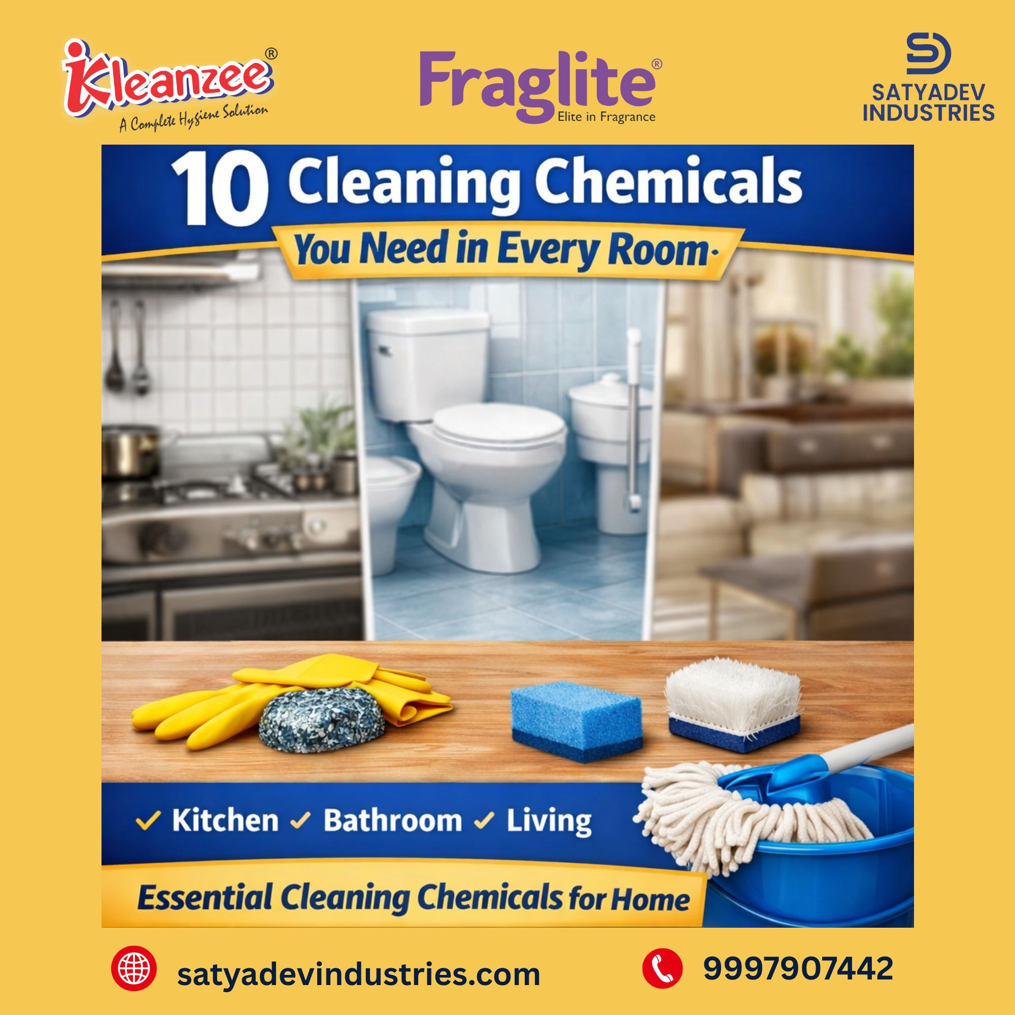 Top 10 cleaning chemicals you need in every room degreaser, all purpose cleaner, dishwash liquid, toilet cleaner, limescale remover and mold cleaner for home cleaning