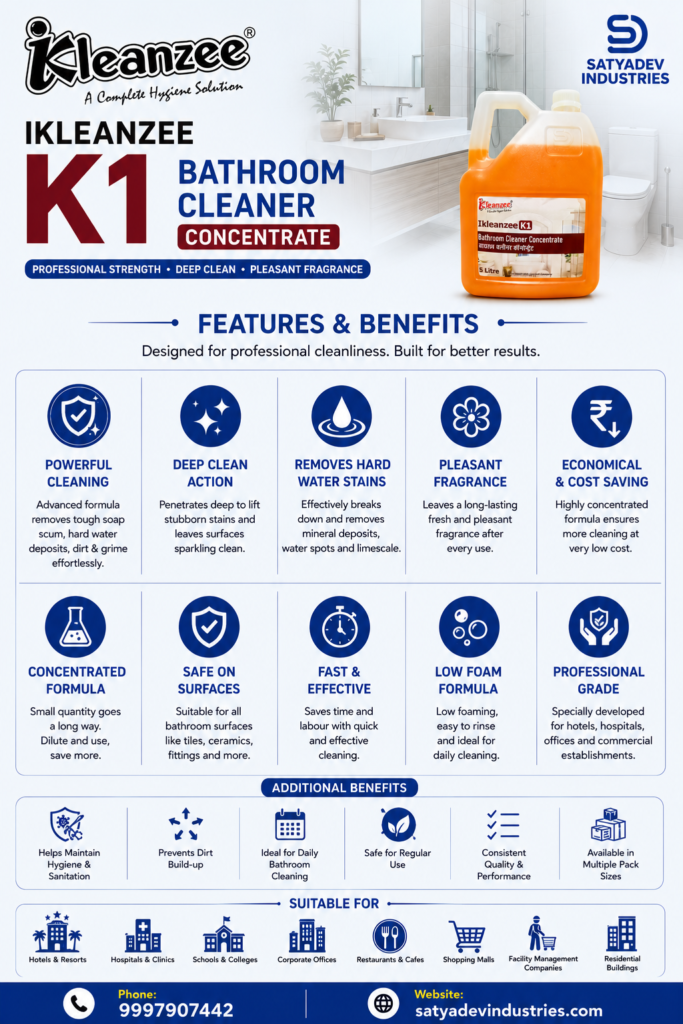 Professional bathroom cleaning Liquid with concentrated formula, pleasant fragrance, quick cleaning and commercial-grade performance.