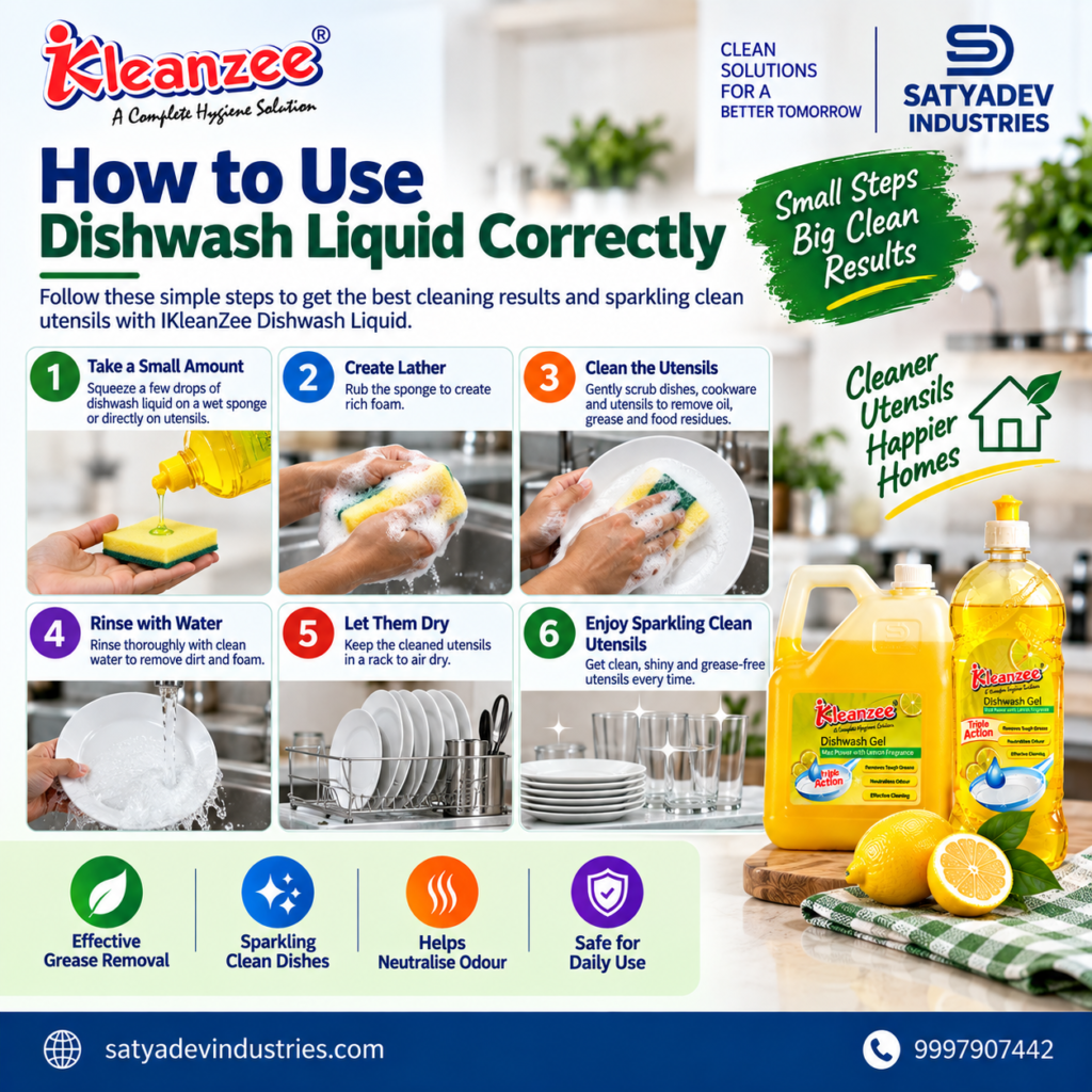 How to use dishwash liquid correctly to clean dishes, utensils and cookware